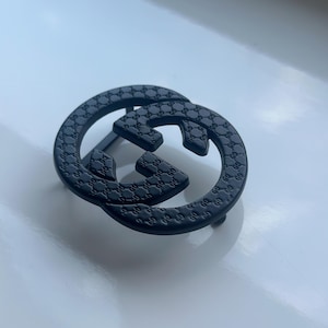 Boucle de ceinture réversible Gucci VTG noir monogramme GG 3 cm 1,15 po. en acier inoxydable