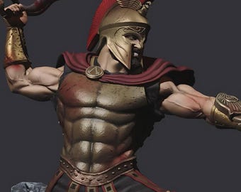 槍と盾を持った古代ギリシャの戦士像（緑青石膏彫刻） - Etsy 日本