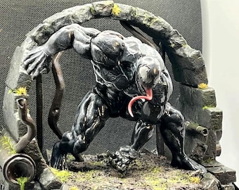 Diorama de figura personalizada simbiótica negra