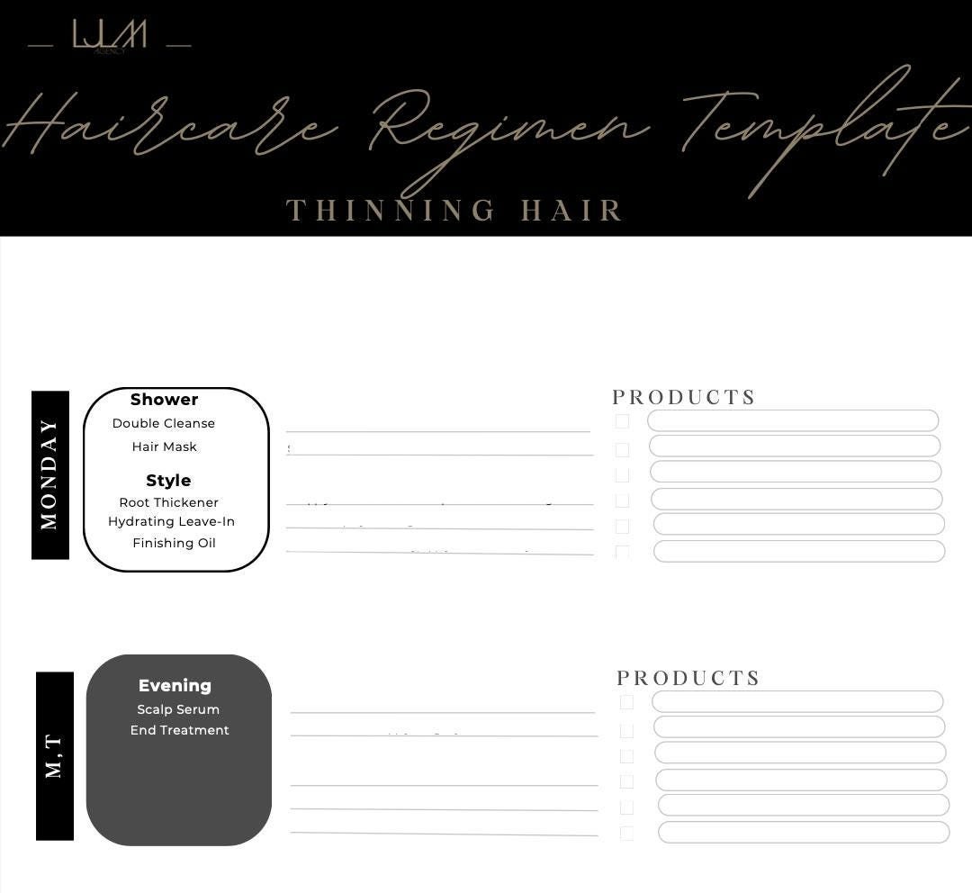 Weekly Hair Loss Prevention Regimen Printable Template - Etsy