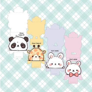 Entzückende Tier Tischzelte, Set mit 4 Niedlichen Panda, Giraffe, Teddybär & Maus Party Dekorationen für Kindergeburtstage oder Themenparty