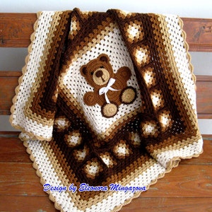 PDF Adorable Crochet Pattern to make your own Crochet Teddy Bear blanket, afghan, throw