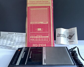 Vintage Panasonic Cassette Player: Slim Lime RQ-2104, Original Box