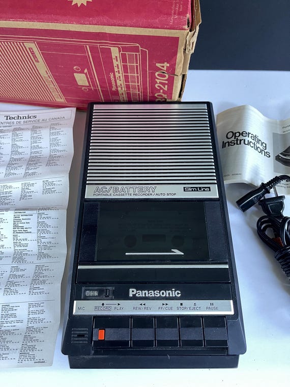 Vintage Panasonic Cassette Player: Slim Lime RQ-2104, Original Box
