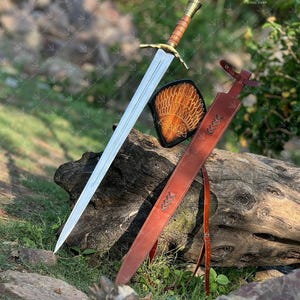 Gondor-inspirerat vitt trädsvärd: Medeltida långsvärdsrekvisita för högfantasihjälte, anpassat svärd för marskalkar, cosplay och renässans