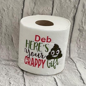 Christmas gift, Embroidered toilet roll, Secret Santa, Novelty Gift, stocking filler, gag gift, funny, personalised gift, novelty present