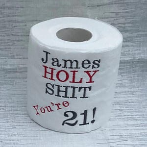 21st Birthday Gift: Funny Embroidered Toilet Roll in Organza Bag - Novelty Bathroom Decor Ideal for Unique Present or Gag Gift