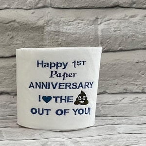 Papier toilette brodé, cadeau 1er anniversaire, cadeau en papier, cadeau de nouveauté, anniversaire de mariage, cadeau blague, déco de salle de bain, rouleau de papier toilette, boîte