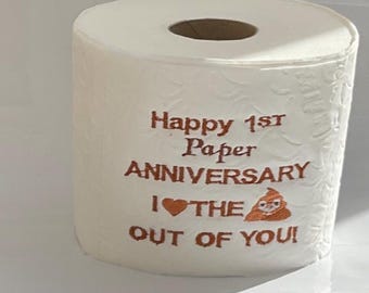 Embroidered Toilet Paper, Funny 1st Anniversary Gift, Personalized Gag Gift