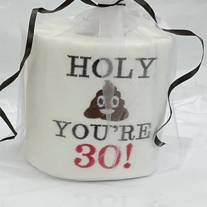 30th birthday gift, embroidered toilet roll, novelty gift, bathroom decor, 30th present, personalised, funny gift birthday present, keepsake