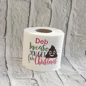 Christmas gift, embroidered toilet roll, stocking filler, bathroom decor, secret santa gift, novelty gift, funny, gag gift, toilet roll