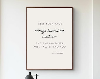 Walt Whitman Quote Art Print: inspirerend zonneschijngedicht (digitale download)