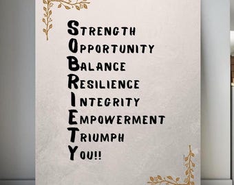 Soberheid poster met zang: inspirerend herstelcadeau (digitale download)