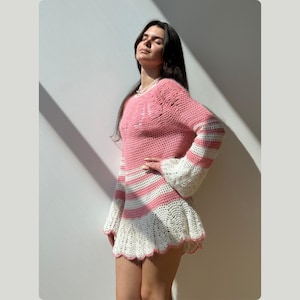 pink angora sweater dress Vintage Pink Angora Sweater Dress