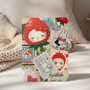 Cute Strawberry Rabbit Kindle Case, All New Kindle 12th Gen 2024 Case, Paperwhite 12th 7‘’ 11th 6.8‘’ 10th 6‘’ Cover, E-reader Protective