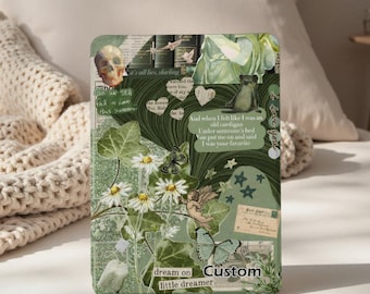 Green Floral Collage Kindle Case, All New Kindle 12th Gen 2024 Case, Paperwhite 12th 7‘’ 11th 6.8‘’ 10th 6‘’ Cover, E-reader Protective Case