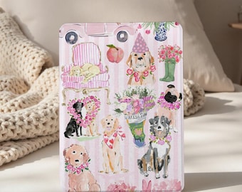 Dog Flower Collage Kindle Case, Paperwhite 12th Case, All New Kindle Colorsoft, Paperwhite 11th 6.8&quot; 10th 6&quot; Cover, Kindle 2022 2024