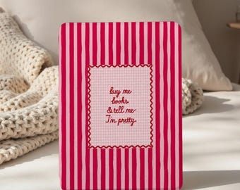 Handmade Pink Stripe Kindle Case, All New Kindle 12th Gen 2024 Case, Paperwhite 12th 7‘’ 11th 6.8‘’ 10th 6‘’ Cover, E-reader Protective Case