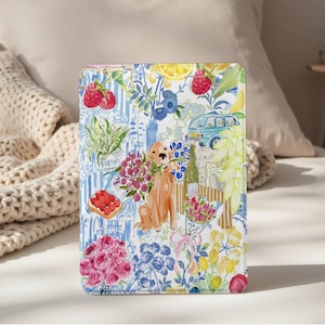 Färgglatt blommigt hundfodral till Kindle, helt nytt Kindle-fodral till 12:e generationen 2024, Paperwhite 12:e generationen 7 tum, 11:e generationen 6,8 tum, 10:e generationen 6 tum, skyddande fodral till e-läsare