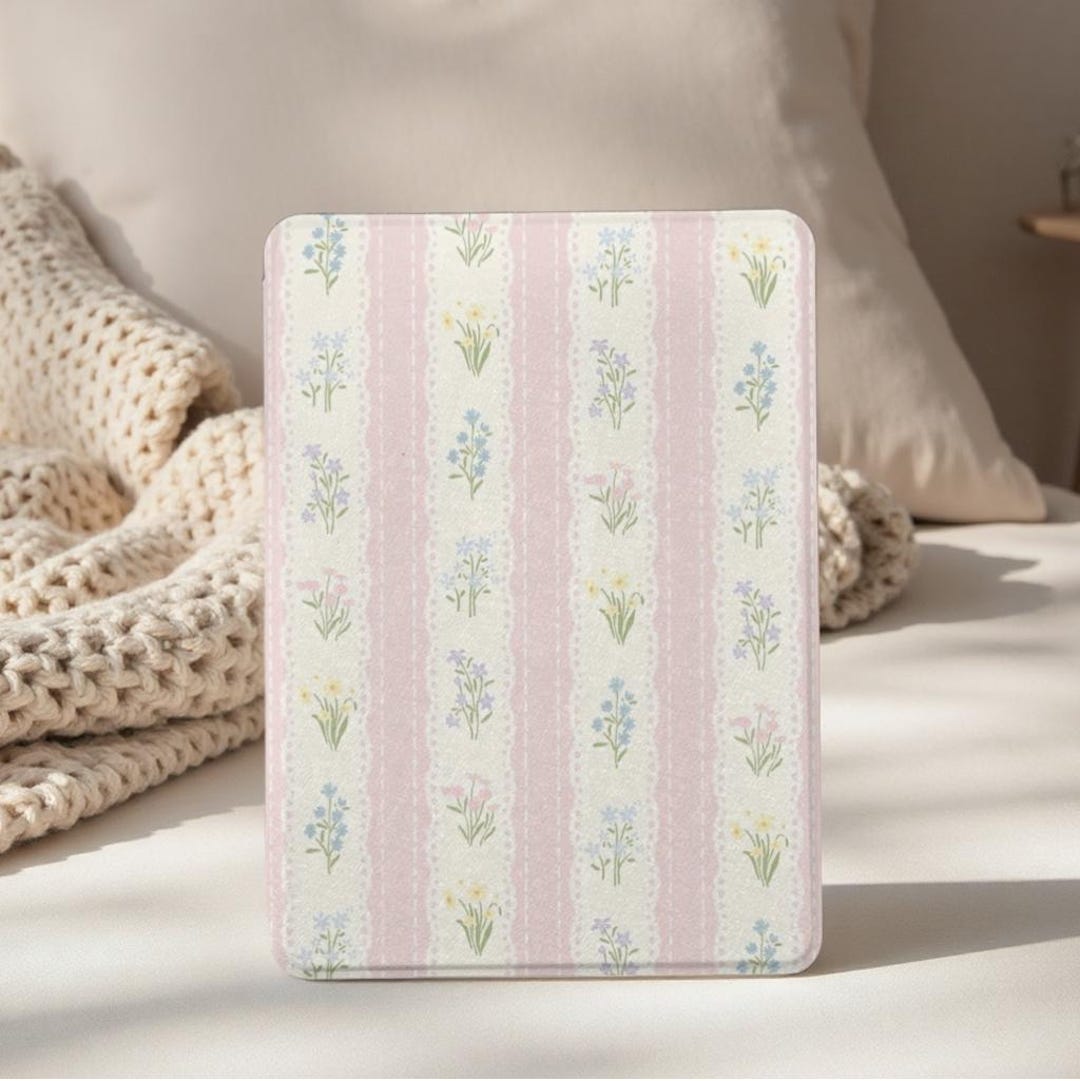 Floral Pastel Stripe Kindle Case, All New Kindle 12th Gen 2024 Case ...