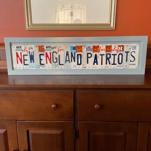 New England Patriots Fan Sign License Plate Sign Framed Wall Art Gift New England Patriots Fan Man Cave Football Fan Gift for Patriots Fan
