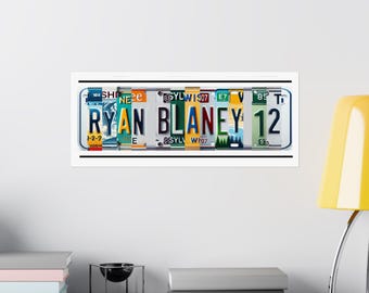 Ryan Blaney Fan Poster License Plate Style Letters on 24"x10" Matte Poster Paper Gift Ryan Blaney Fan Man Cave NASCAR Fan