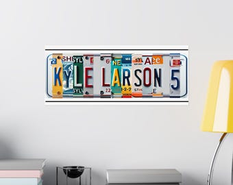 Kyle Larson Fan Poster License Plate Style Letters on 24"x10" Matte Poster Paper Gift Kyle Larson Fan Man Cave NASCAR Fan