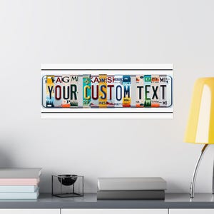 Custom Vintage License Plate Look Printed Poster – Personalized Text with Authentic-Looking License Plate Characters on 24&quot;x10&quot; Matte Poster