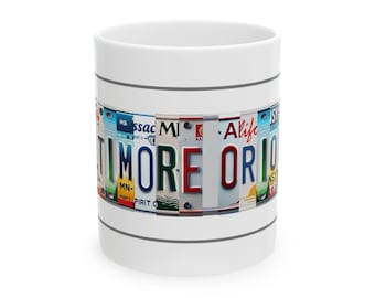 Keramische mok Baltimore Orioles, cadeau honkbalfan, koffiekop sportteam, MLB-memorabilia, kamerdecor, verjaardagscadeau vader