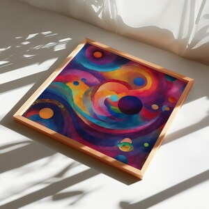 Vibrant Abstract Art Print – Colorful Cosmic-Inspired Wall Art, Modern Galaxy Painting, Bold Decor for Living Room