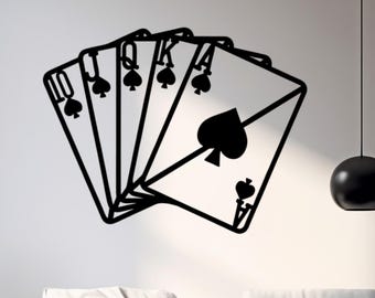 Royal Flush Metal Wall Art: Poker Room Decor, Gift for Gamblers