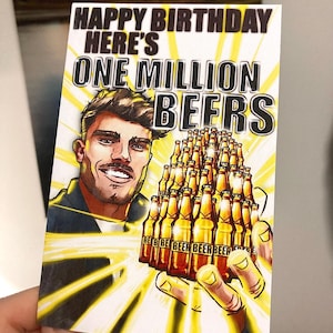 Carte de joyeux anniversaire imprimable, carte de voeux un million de bières, carte d'anniversaire drôle, cartes d'anniversaire pour les gars, carte d'anniversaire de bière