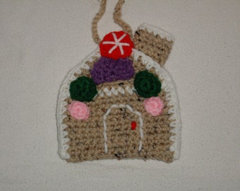Crocheted Gingerbread House Ornament