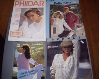 Destashing-REDUCED set of 4 booklets of Knit sweaters for women 1983-1985