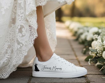 Personalized Wedding Sneakers: Custom Bridal Leather Low-Tops