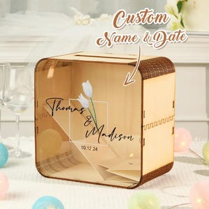 Personalisierte Hochzeit Karte Box Geschenk Quadrat Hochzeit Memory Box Hochzeitsgeschenk für Paar Braut und Bräutigam Hochzeitsgeschenk Hochzeit Spardose