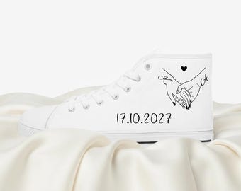 Tênis de casamento personalizados: tênis de cano alto de lona sob medida para noivas