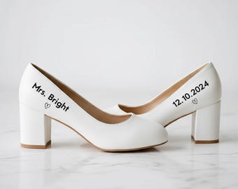 Custom Shoe Stickers, Personalized Wedding Name & Date Heart Decal