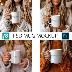 Mug Mockup Bundle | 4 Blank 11oz Coffee Mug Mockups | PSD Mug Mockup | PSD Smart Object Layers | Listing Bundle | Instant DOWNLOAD | Easy