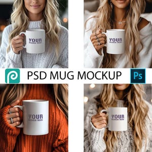 Mug Mockup Bundle | 4 Blank 11oz Coffee Mug Mockups | PSD Mug Mockup | PSD Smart Object Layers | Listing Bundle | Instant DOWNLOAD | Png