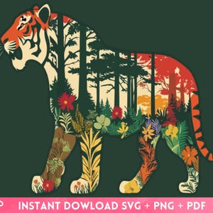 Tiger SVG | Jungle Animal Clipart | Wildlife Sublimation | Printable Tiger PNG PDF
