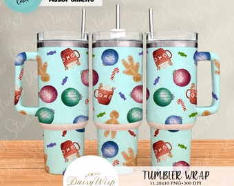 Christmas Tumbler Wrap | 40oz Tumbler PNG | Gingerbread & Cocoa Seamless Design