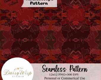 Ruby Eclipse Kaleidoscope Pattern – Dark Red Abstract Seamless Print