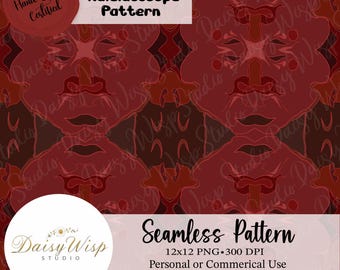 Crimson Ember Kaleidoscope Pattern – Red Abstract Seamless Print