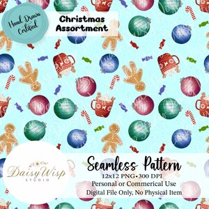 Naadloze kerstpatroon warme cacao en peperkoek (digitaal png-papier)