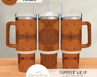 Burnt Orange Abstract Tumbler Wrap | 11.28x10 PNG | 300 DPI | Topographic Design | Digital Download