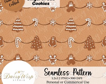 Gingerbread Christmas Seamless Pattern: Holiday Clipart (Digital Download)
