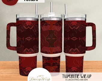 Deep Red Abstract Tumbler Wrap | 11.28x10 PNG | 300 DPI | Seamless Topographic Design | Digital Download