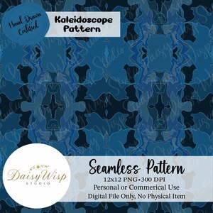 Midnight Ocean Kaleidoscope Pattern – Blue Abstract Seamless Background