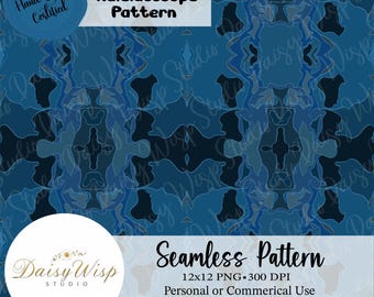 Midnight Ocean Kaleidoscope Pattern – Blue Abstract Seamless Background